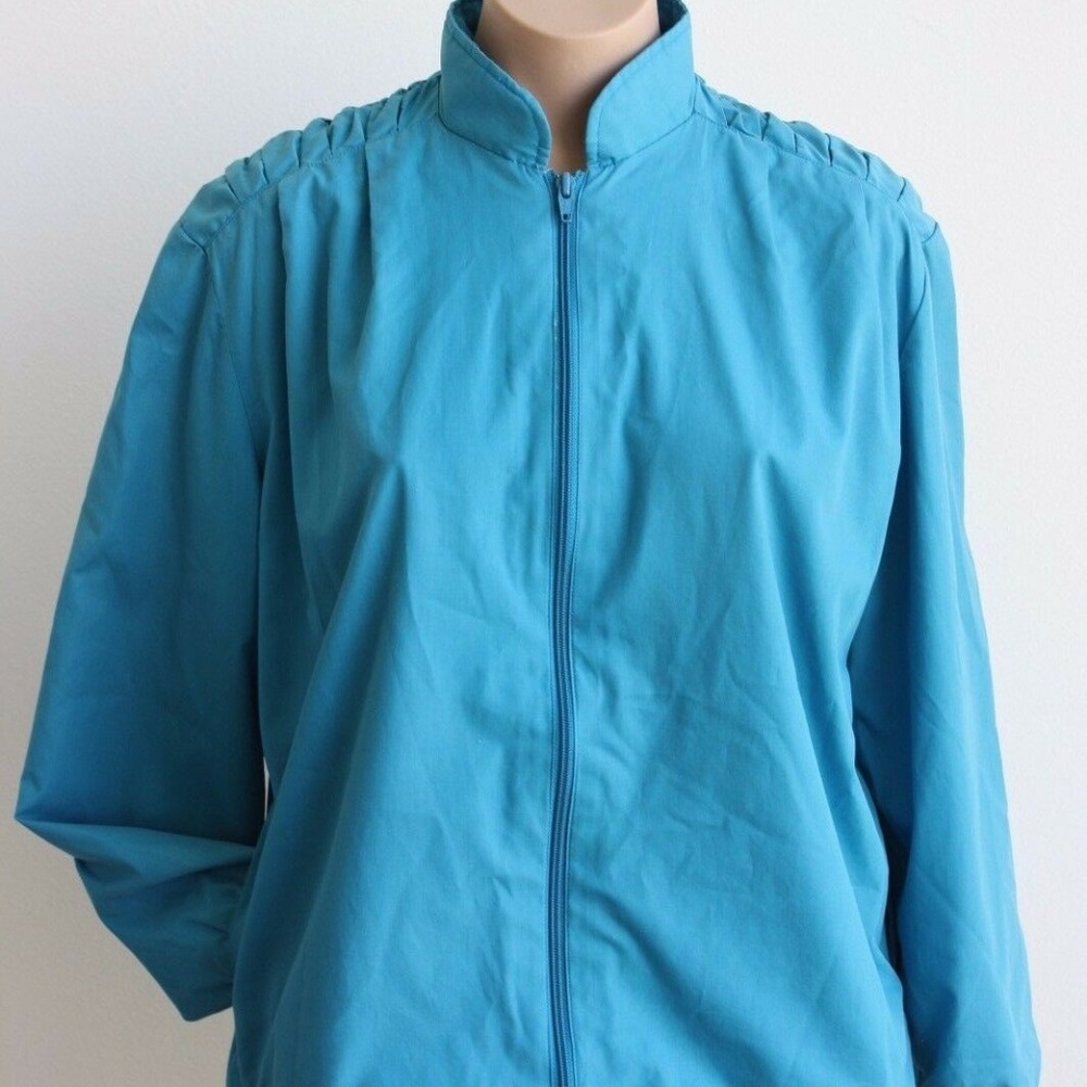 Vintage 80's Teal Blue Zip Up Lightweight Jacket